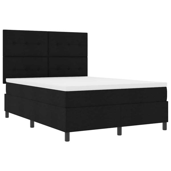 LED Boxspringbett mit Matratze Schwarz 140x190 cm Stoff