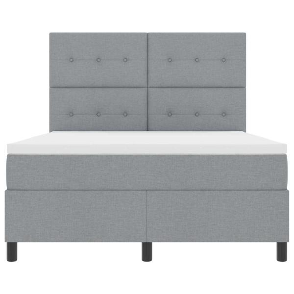 LED Boxspringbett mit Matratze Hellgrau 140x200 cm Stoff