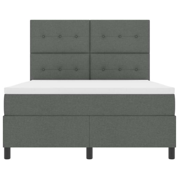 LED Boxspringbett mit Matratze Dunkelgrau 140x200 cm Stoff