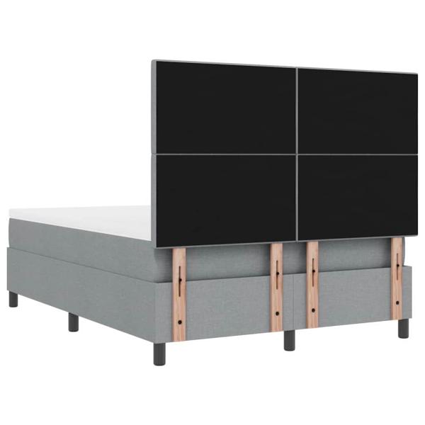 LED Boxspringbett mit Matratze Hellgrau 160x200 cm Stoff