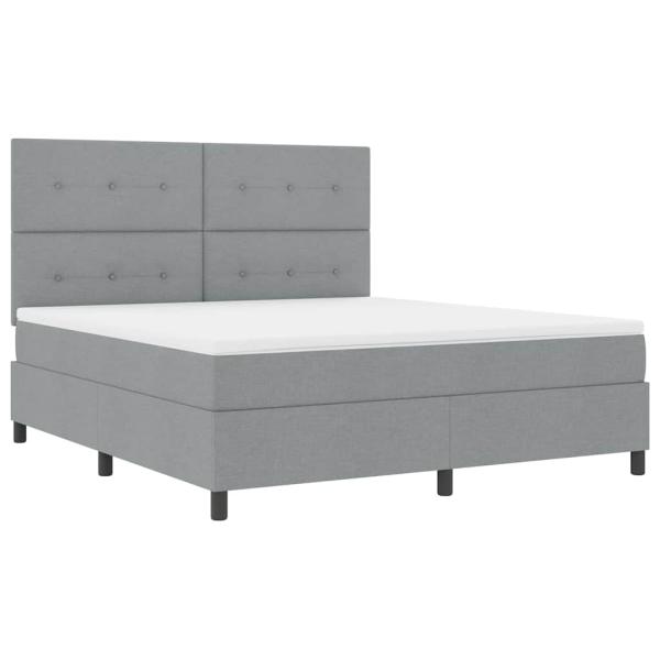 LED Boxspringbett mit Matratze Hellgrau 180x200 cm Stoff