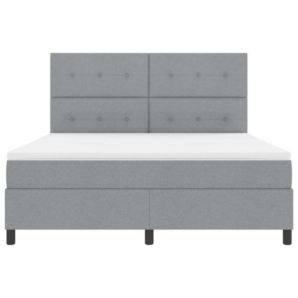 LED Boxspringbett mit Matratze Hellgrau 180x200 cm Stoff