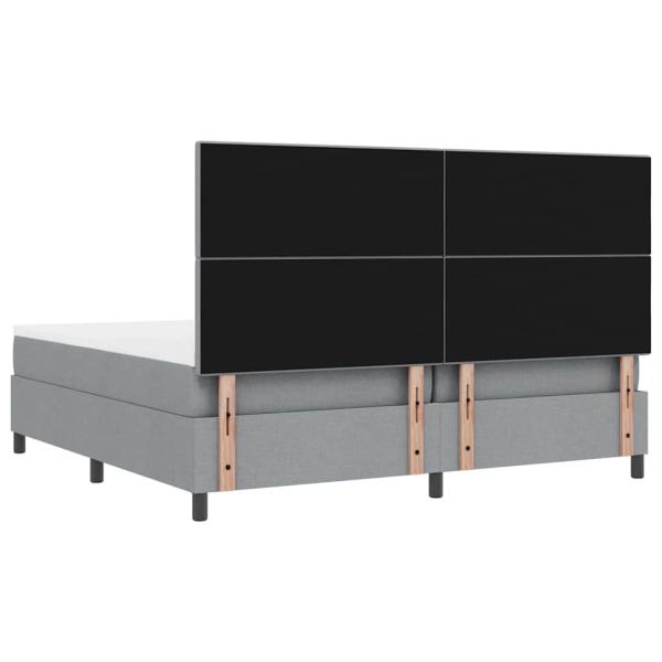 LED Boxspringbett mit Matratze Hellgrau 200x200 cm Stoff