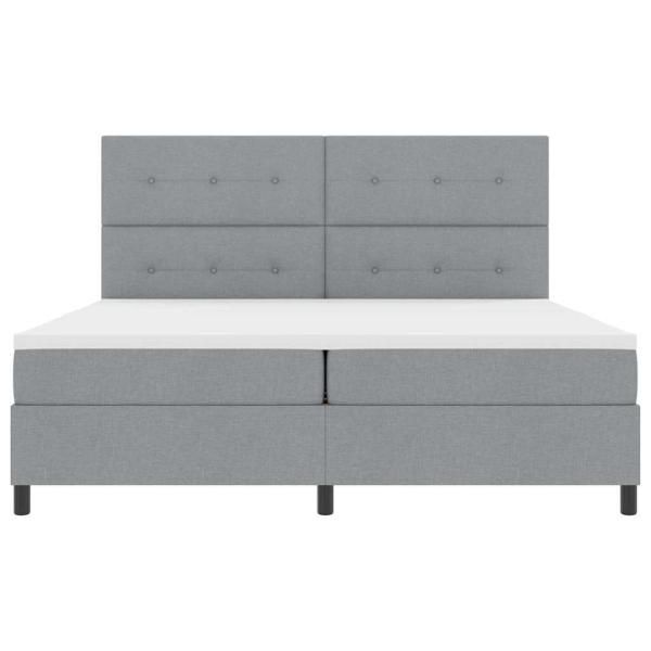 LED Boxspringbett mit Matratze Hellgrau 200x200 cm Stoff