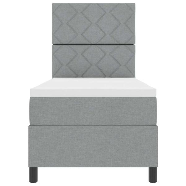 Boxspringbett mit Matratze & LED Licht Hellgrau 80x200 cm Stoff