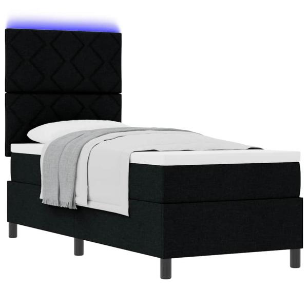 Boxspringbett mit Matratze & LED Schwarz 80x200 cm Stoff