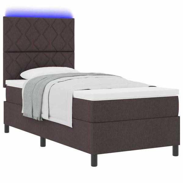 Boxspringbett mit Matratze & LED Dunkelbraun 100x200 cm Stoff