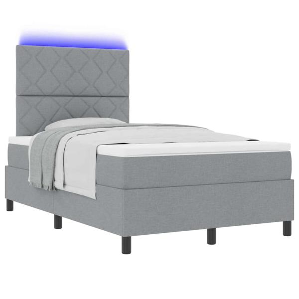 Boxspringbett mit Matratze & LED Hellgrau 120x200 cm Stoff