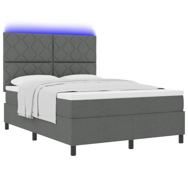 Boxspringbett mit Matratze & LED Dunkelgrau 160x200 cm Stoff
