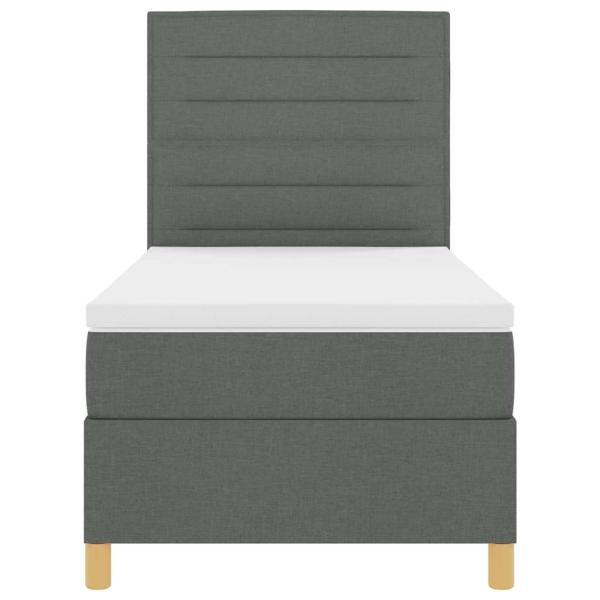 LED Boxspringbett mit Matratze Dunkelgrau 90x200 cm Stoff