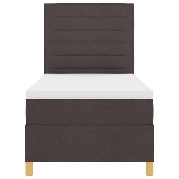 LED Boxspringbett mit Matratze Dunkelbraun 90x200 cm Stoff