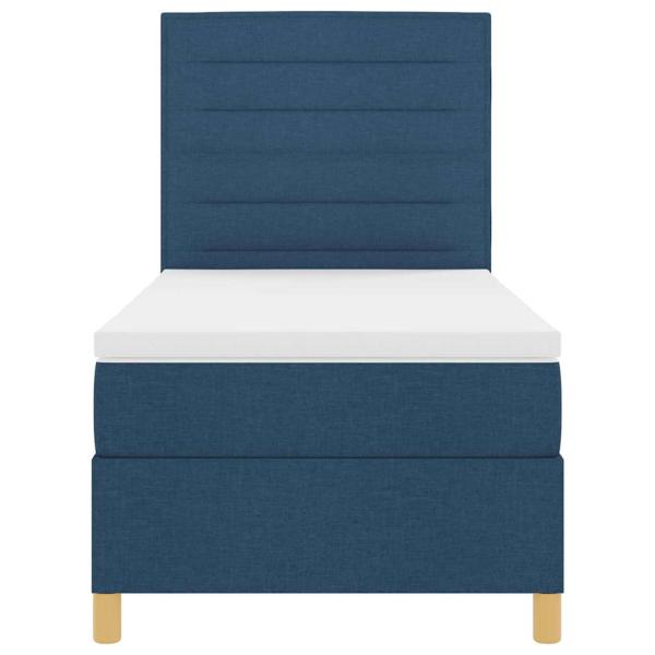 LED Boxspringbett mit Matratze Blau 100x200 cm Stoff