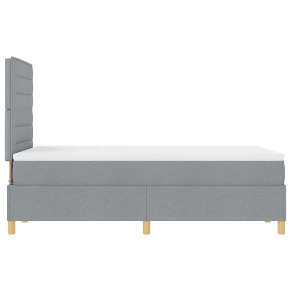 LED Boxspringbett mit Matratze Hellgrau 120x200 cm Stoff