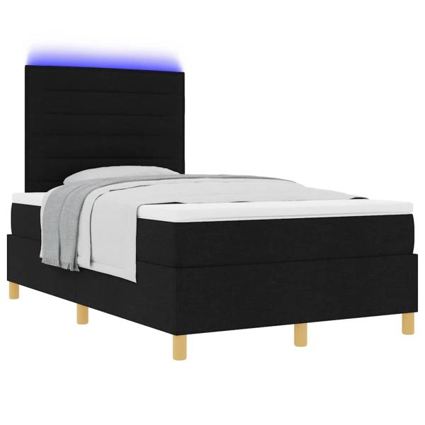 LED Boxspringbett mit Matratze Schwarz 120x200 cm Stoff