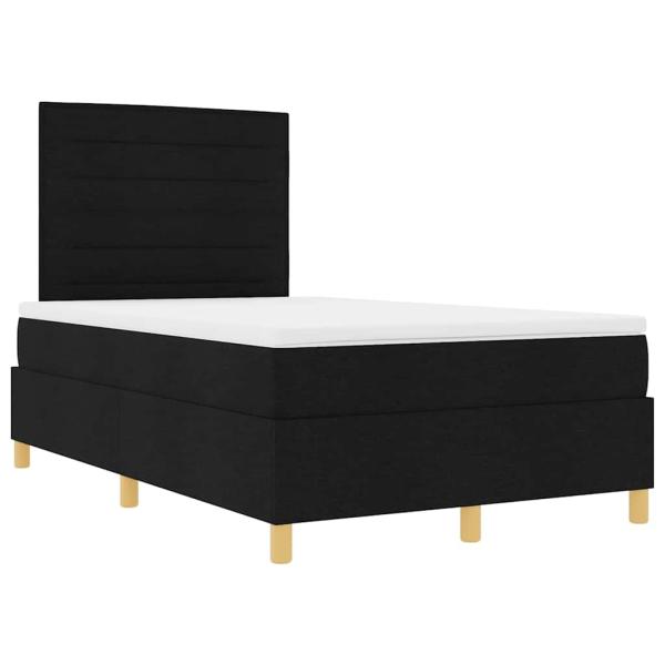 LED Boxspringbett mit Matratze Schwarz 120x200 cm Stoff