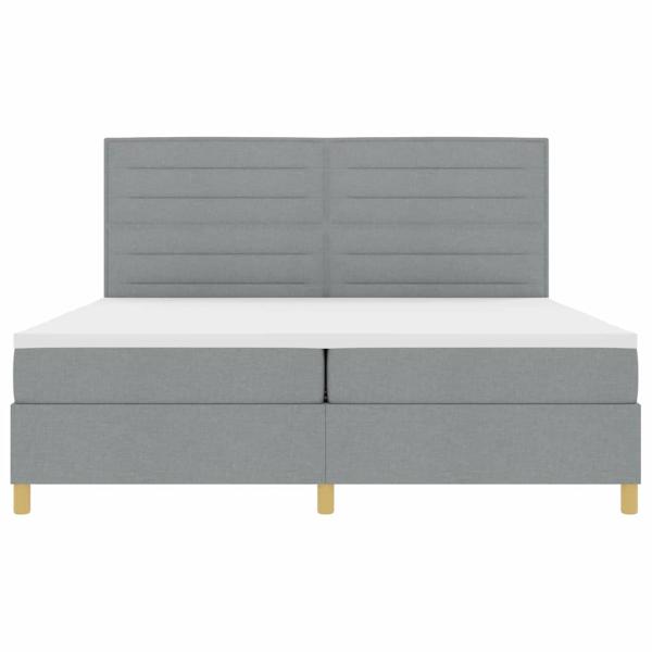 LED Boxspringbett mit Matratze Hellgrau 200x200 cm Stoff