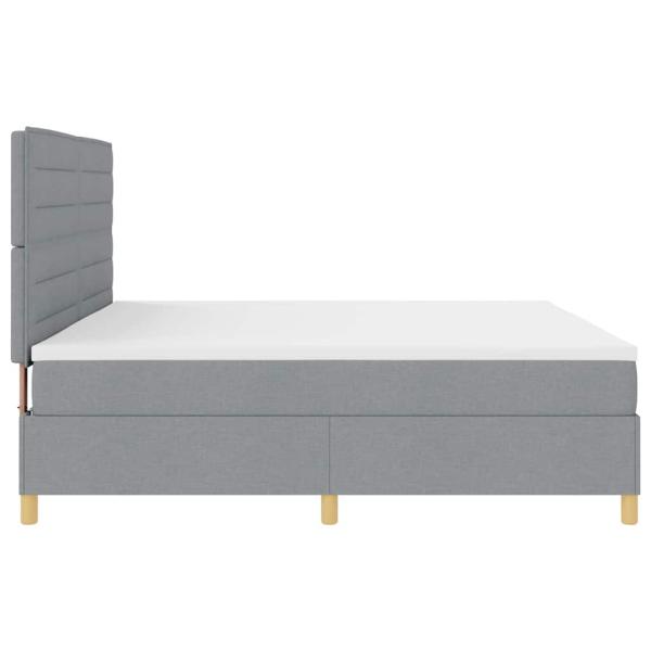 LED Boxspringbett mit Matratze Hellgrau 200x200 cm Stoff