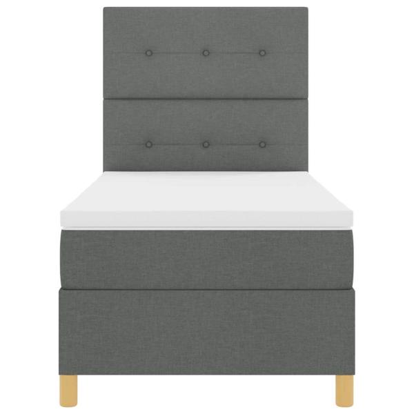 LED Boxspringbett mit Kopfteil Dunkelgrau 80 x 200 cm Stoff