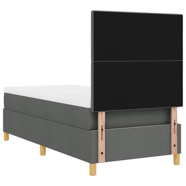 LED Boxspringbett mit Kopfteil Dunkelgrau 80 x 200 cm Stoff