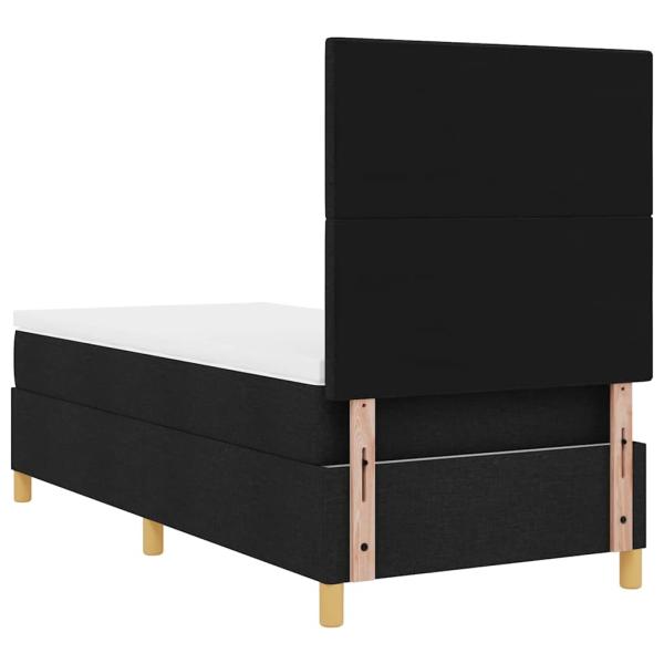 LED Boxspringbett mit Matratze Schwarz 90x190 cm Stoff