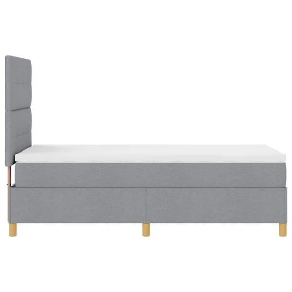 LED Boxspringbett mit Matratze Hellgrau 90x200 cm Stoff
