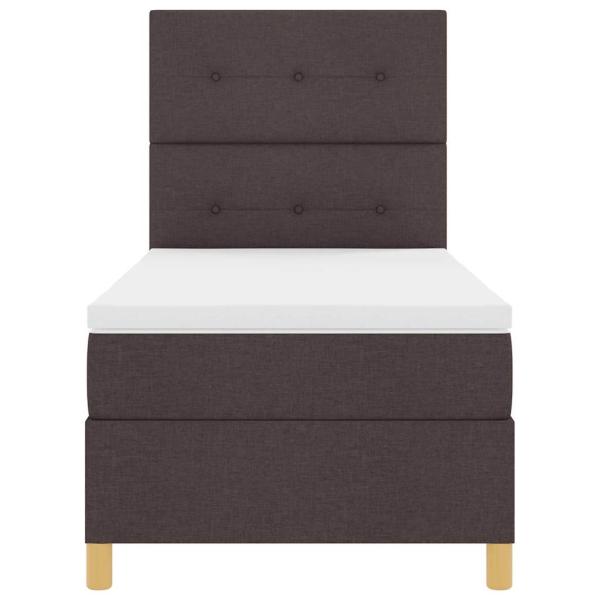 LED Boxspringbett mit Matratze Dunkelbraun 90x200 cm Stoff