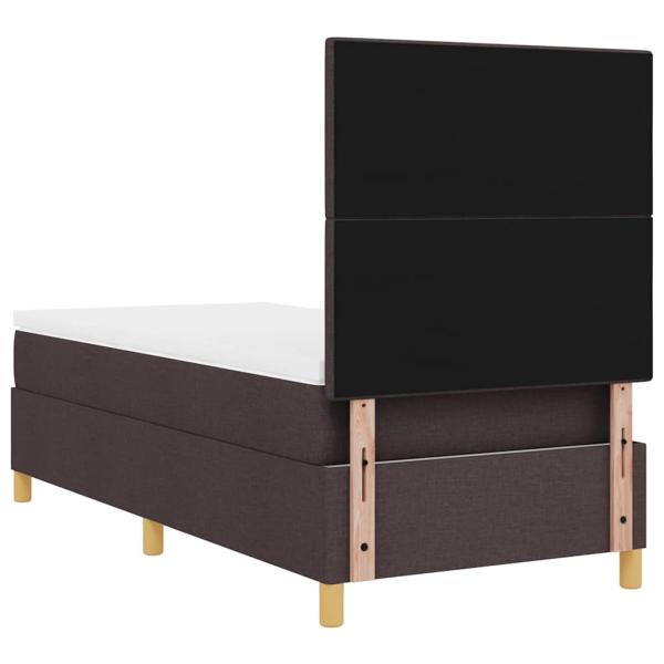 LED Boxspringbett mit Matratze Dunkelbraun 90x200 cm Stoff