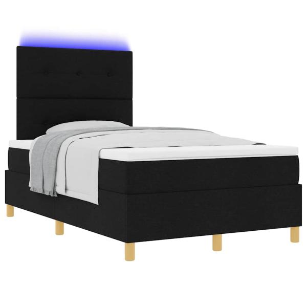 LED Boxspringbett mit Matratze Schwarz 120x200 cm Stoff