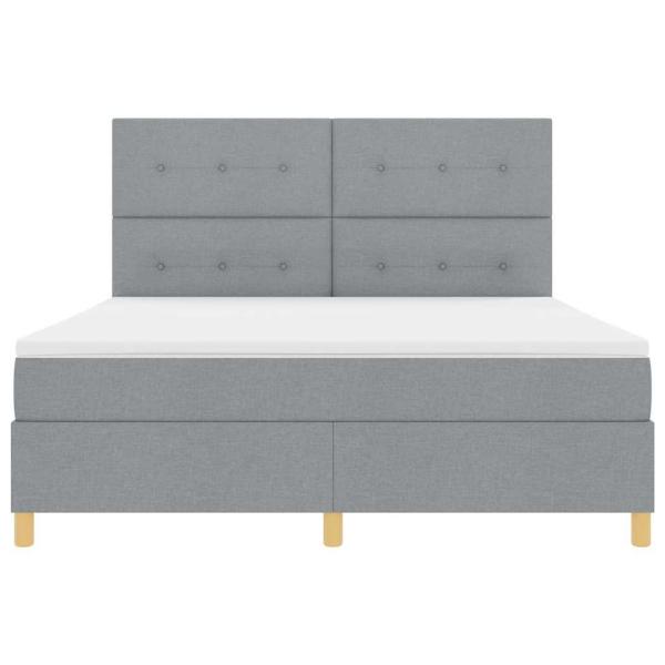 Boxspringbett mit Matratze & LED Licht Hellgrau 180x200 cm Stoff