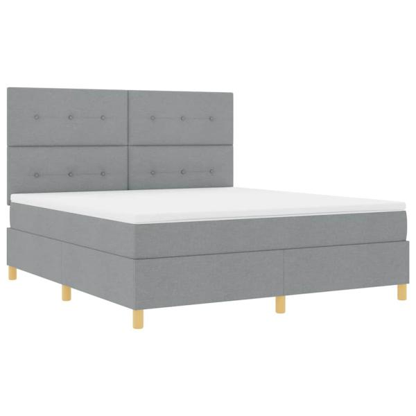 Boxspringbett mit Matratze & LED Licht Hellgrau 180x200 cm Stoff
