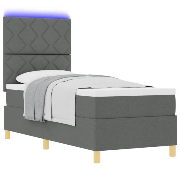Boxspringbett mit Matratze & LED Dunkelgrau 80x200 cm Stoff