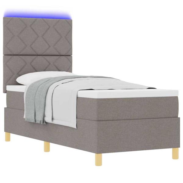 ARDEBO.de - Boxspringbett mit Matratze & LED Taupe 80x200 cm Stoff