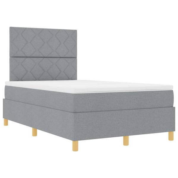 Boxspringbett mit Matratze & LED in Hellgrau 120x190 cm Stoff