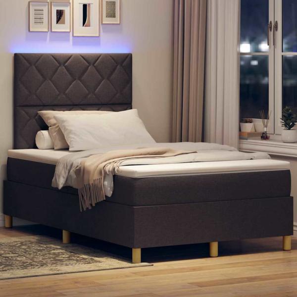 Boxspringbett mit Matratze & LED Dunkelbraun 120x200 cm Stoff