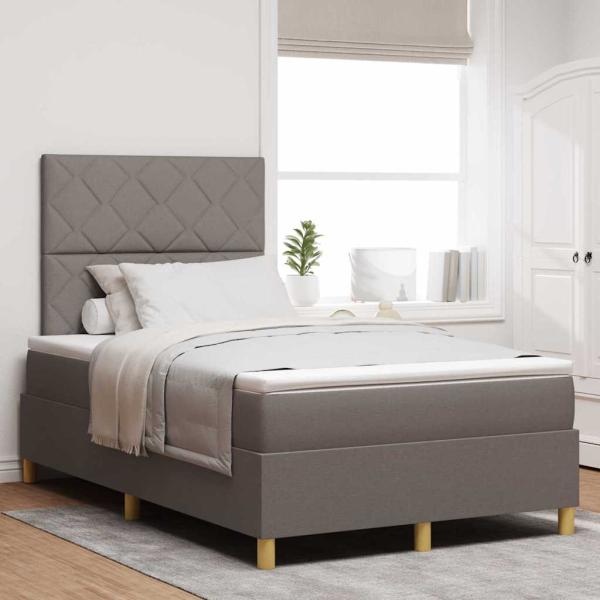 ARDEBO.de - Boxspringbett mit Matratze & LED Taupe 120x200 cm Stoff