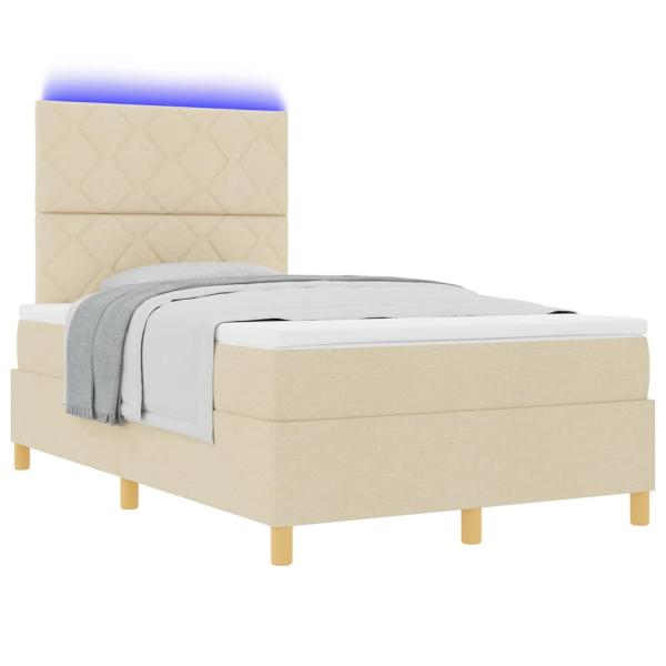 Boxspringbett mit Matratze & LED Creme 120x200 cm Stoff
