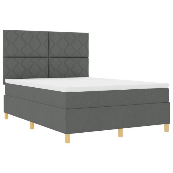 Boxspringbett mit Matratze & LED Dunkelgrau 160x200 cm Stoff