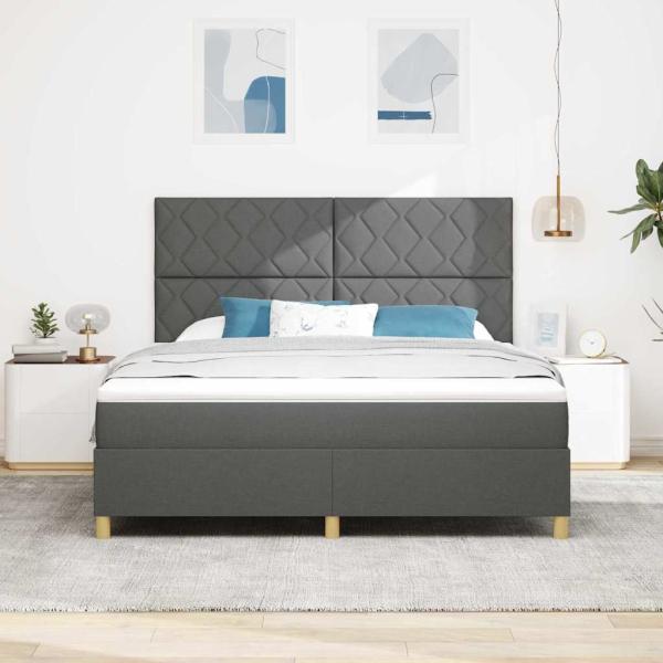 Boxspringbett mit Matratze & LED Dunkelgrau 180x200 cm Stoff