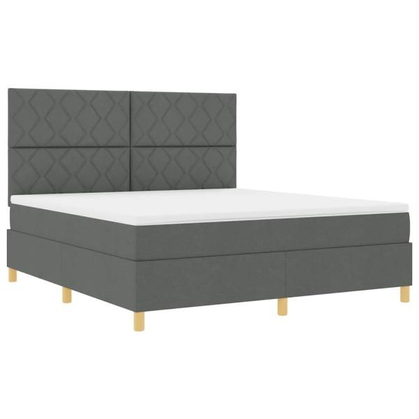Boxspringbett mit Matratze & LED Dunkelgrau 180x200 cm Stoff