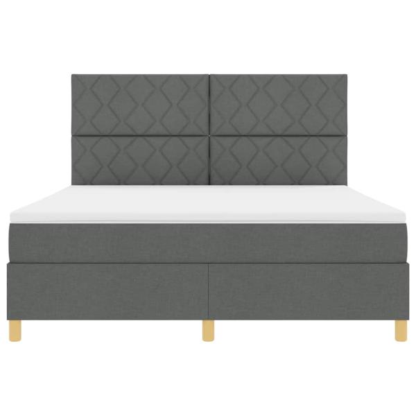 Boxspringbett mit Matratze & LED Dunkelgrau 180x200 cm Stoff