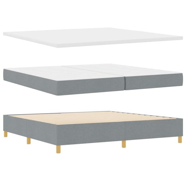 Boxspringbett mit Matratze & LED Licht Hellgrau 200x200 cm Stoff