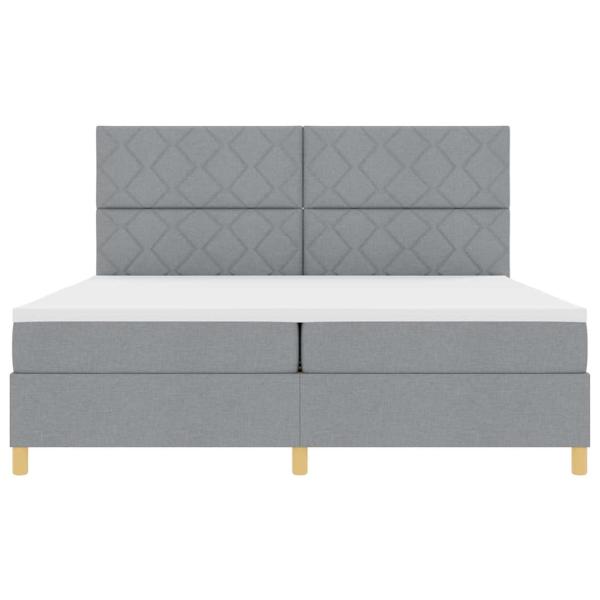 Boxspringbett mit Matratze & LED Licht Hellgrau 200x200 cm Stoff