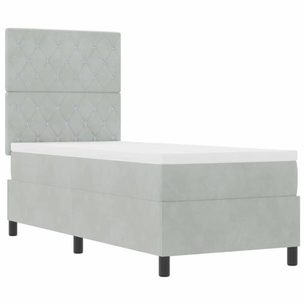 LED Boxspringbett mit Matratze Hellgrau 80x200 cm Samt