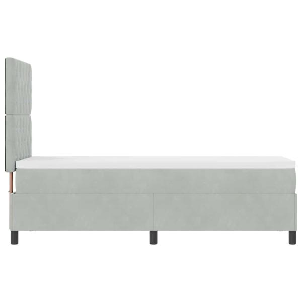 LED Boxspringbett mit Matratze Hellgrau 80x200 cm Samt