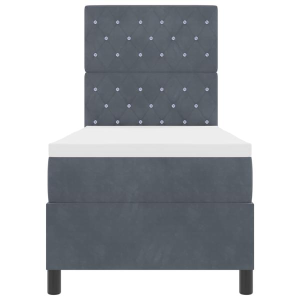 LED Boxspringbett mit Matratze Dunkelgrau 80x200 cm Samt