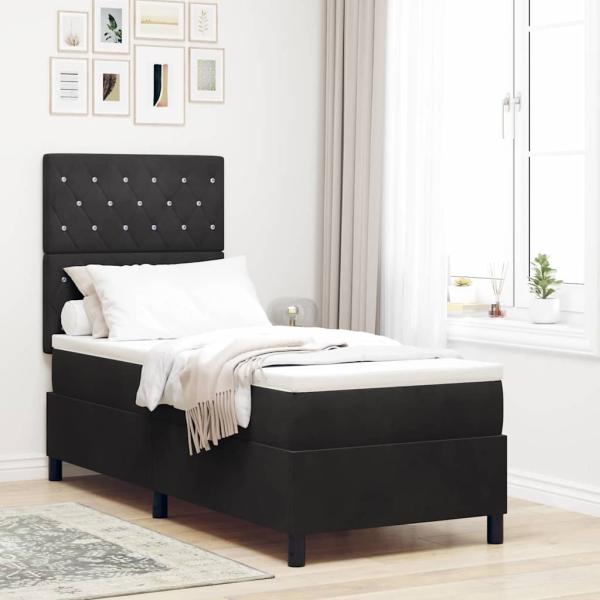 ARDEBO.de - LED Boxspringbett mit Matratze Schwarz 80x200 cm Samt