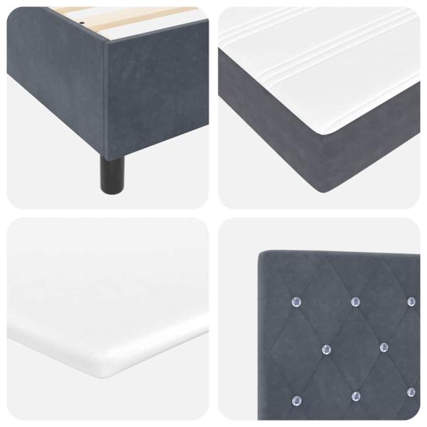 Boxspringbett mit Matratze und LED Dunkelgrau 90x190 cm Samt