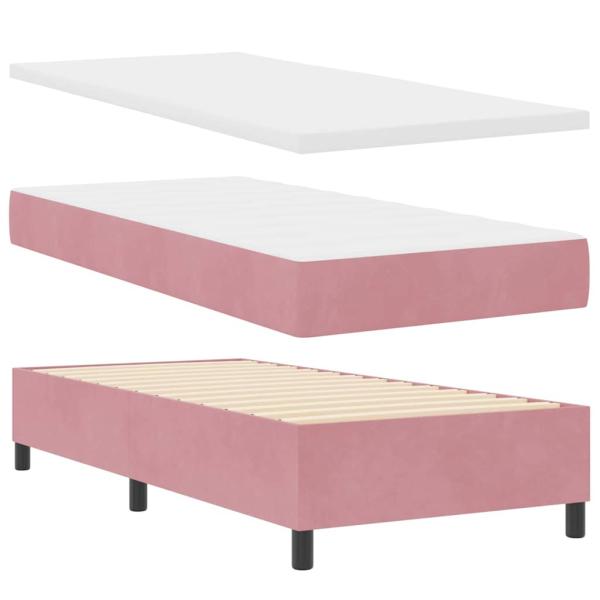 LED Boxspringbett mit Matratze Rosa 90x190 cm Samt