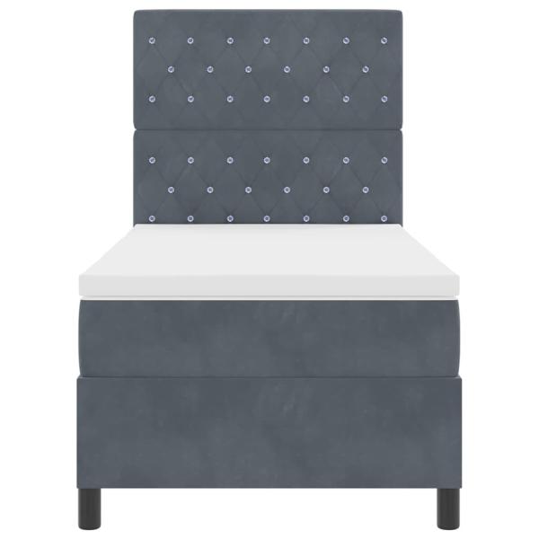 LED Boxspringbett mit Matratze Dunkelgrau 90x200 cm Samt