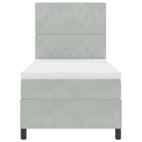 LED Boxspringbett mit Matratze Hellgrau 100x200 cm Samt